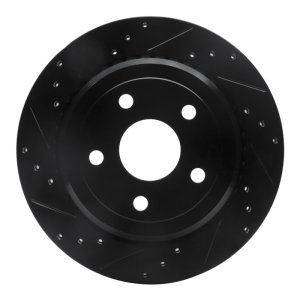 Dodge Durango Brake Rotor (1) - Rear Left - R1 Concepts - Drilled & Slotted - Black - `11-`25